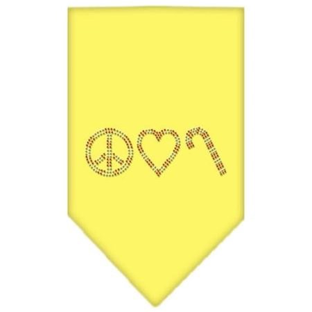 UNCONDITIONAL LOVE Peace Love Candy Cane Rhinestone Bandana Yellow Large UN849081